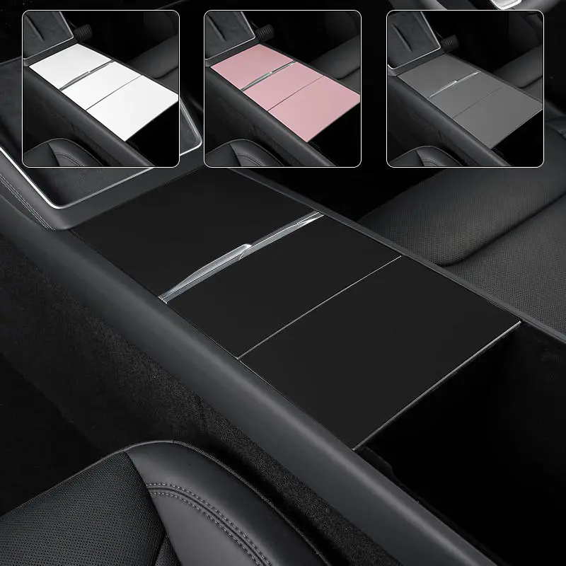 Silicone Center Console Cover Kit for Tesla Model 3 Highland 2024-2025 & Model Y Juniper 2025-2026, Minimalist Plain Square Wrap, No-Adhesive Electrostatic Adsorption, Scratch-Proof Protection, Easy Installation, Sleek Aesthetic Interior Accessory, Wrap K