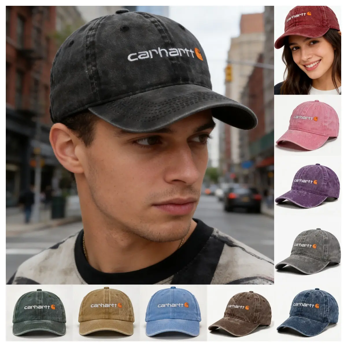 Washed Cotton Soft Top Baseball Cap, Simple Letter Flat Embroidery Curved Brim Dad Hat, Unisex Face Slimming Adjustable Outdoor Sun Protection Casual Hat