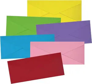 #10 Colored Envelopes - 120 Pack Color Business Envelopes, V-Flap Envelopes for Holiday, Office, Invoices, Letters, Mailings, Gummed Seal, 6 Assorted Colors, 4-1/8 x 9-1/2 Inches