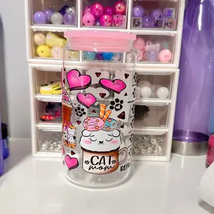 Cat Mom glass cup