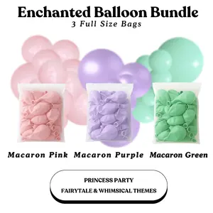 Enchanted Balloon Bundle - Macaron Pink, Macaron Lavender, Macaron Green - Sizes 5"- 12"- 18"