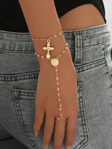 Fashionable Cross Design Copper Chain Bracelet, Casual Style for All Seasons, Perfect Gift for Birthdays & Festivals, Casual Trendy Jewelry