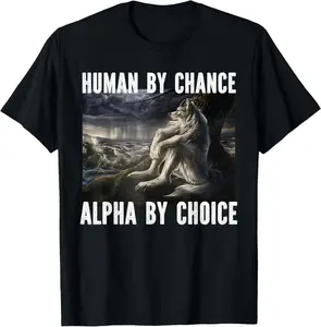 Streetwear Casual Shortsleeve Round Neck Cotton Graphic Tees  I Heart Werewolfs Alpha Funny Cringe Werewolf Wolf Meme T-Shirt