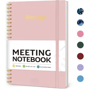 Meeting Notebook for Work Organization - Work Planner Notebook with Action Items, Agenda Planner for Note Taking, 160 Pages (6.9" X 9.9") Project Organizer for Men & Women -