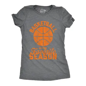 Womens Basketball Is My Favorite Season T Shirt Funny Hoops Sports Novelty Tee Funny Womens T Shirts Cute Vintage Fashion Casual Ladies T-Shirt Gift Funny Basketball Top Women's Novelty Tees Dark Grey
