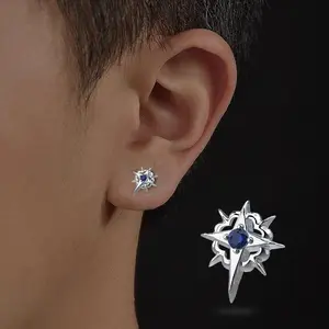 New product: Polaris earrings for trendy men, Korean style, unique and cool, single earring for men, simple cross design with diamond inlay, Cross Charm Earrings, Diamond-Studded Cross Earrings