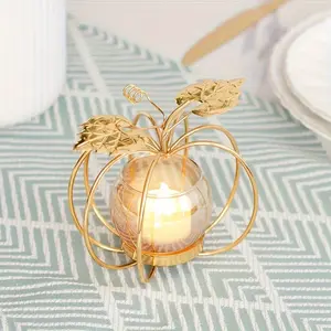 Metal Pumpkin-Shaped Candle Holder | Perfect for Thanksgiving, Halloween & Christmas Decor - Ideal Tabletop Centerpiece for Home & Office