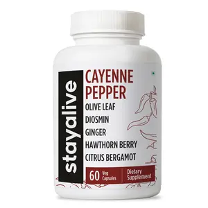 STAY ALIVE Cayenne Pepper Capsules, 10-in-1 Blend w/Ginger, Garlic, Turmeric, Hawthorn, and Citrus 60 Pills, Non-GMO & Gluten-Free Supplement