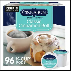Cinnabon Classic Cinnamon Roll Coffee Keurig K-Cup Pods, Light Roast, 96/Carton