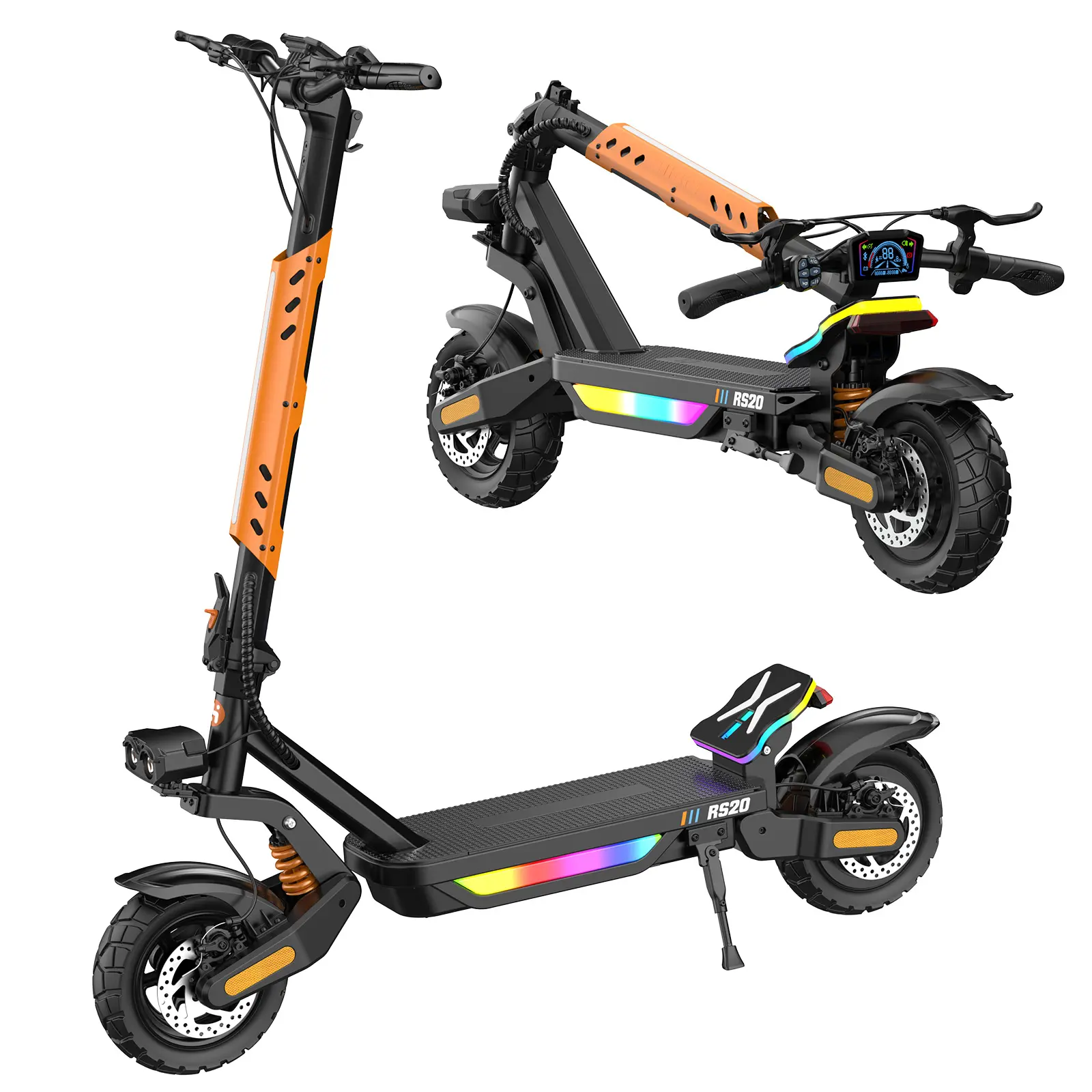 RS20 Off-road electric scooter Maximum peak power of 1200W Foldable Bluetooth speaker NFC Functionality Maximum load capacity of 150 kg 48V 15Ah battery