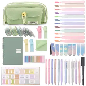 Bible Journaling Kit, 1 Set Including Highlighters, Pens, Bible Tabs, Sticky Notes, Pencil Case, Notebook, Devotional Notebook, School Journal Study Supplies, School Supplies Essentials Accessories for Study, Gift Sets, Teen Girl Gifts Pastel Color