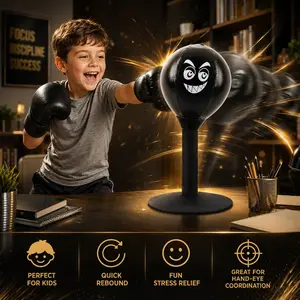 Desktop Punching Bag, Stress Buster with Suction Cup for Office Table and Counters, Heavy Duty Stress Relief Ball, Desk Boxing Punch Ball, Funny Toys for Kids Coworkers and Friends
