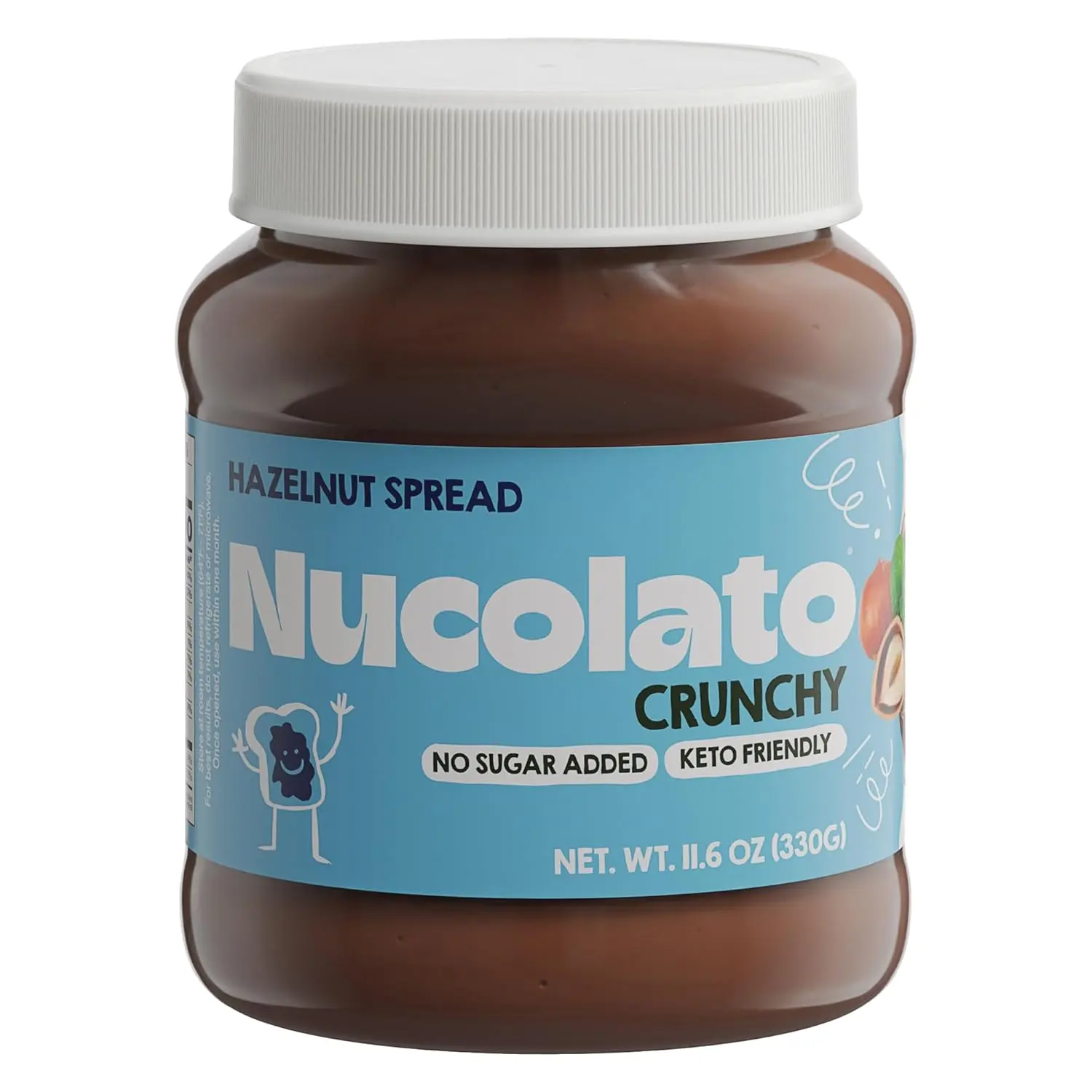 NUCOLATO | Crunchy Hazelnut Spread | 11.6 oz - 330 g | Keto Friendly - No Sugar Added | Best Low Carb Dessert - Food Snacks | Perfect Topping for Cake, Bananas, Cookies, Pancakes - No Butter