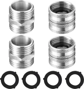 Garden Hose Adapter,  to , Feale to Feale, 3/4 Inch Stainless Steel Connector, 4-Pack with Extra 4 Washers