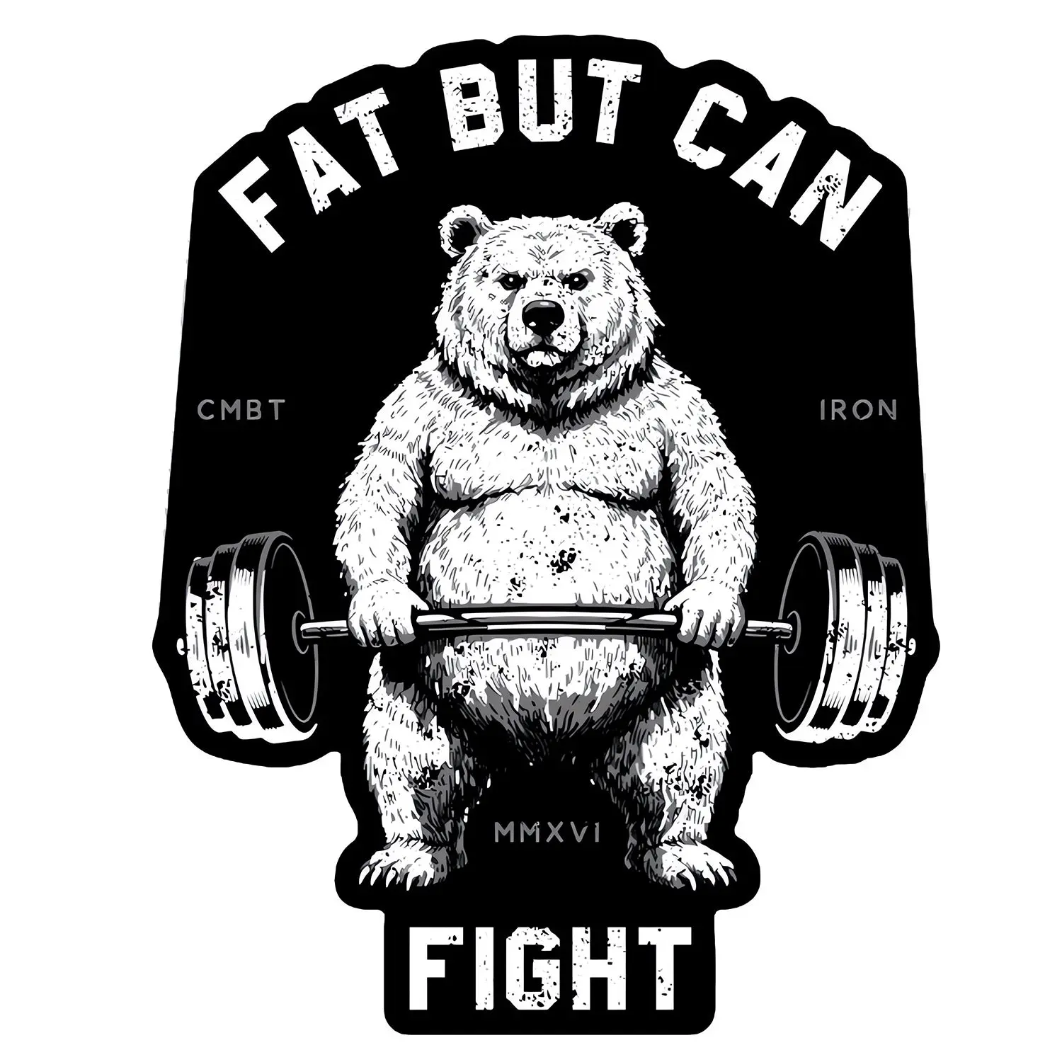 COMBAT IRON Fat But Can Fight Vinyl Sticker, UV-Resistant Decorative Decal for Home Decor Supplies COMBAT IRON Fat But Can Fight Vinyl Sticker, UV-Resistant Decorative Decal for Home Decor Supplies