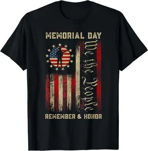 Memorial Day Remember Honor US American Flag Veterans Day T-Shirt