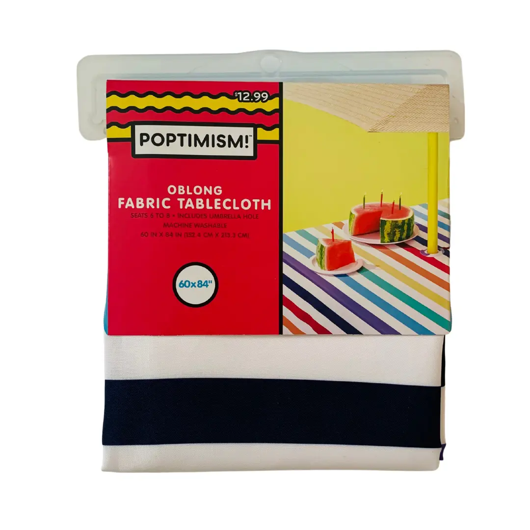Rainbow Striped Fabric  Umbrella Hole Tablecloth