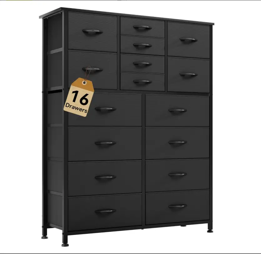 YITAHOME 16 Drawer Dresser, Tall Fabric Drawer, Large Chest of Drawers, Storage Organizer Closet Living Room Entryway with Sturdy Metal Frame and Wood