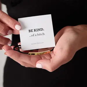 Handmade Be Kind of a Bi*ch Braided Bracelet, Adjustable Engraved Wrap Bracelet, Inspirational Jewelry for Women Men, Couples Gift