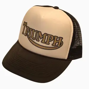 Triumph Trucker Hat | Adjustable Trucker Foam Brown Hat | Trendy Trucker Mesh Hat | Retro Vintage Trucker Hat | Snapback Hat Mans