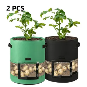 2-Pack 7/10 Gallon Grow Bags, Potato Grow Bag, Semi-Transparent Vegetable Planting Bags, UV Protection, Reusable, Eco-Friendly, Garden Use