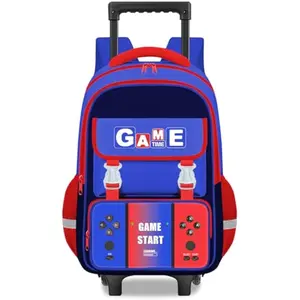Kids Rolling Backpack for Boys - Gamer Boys Rolling Backpack with Wheels for School & Travel,Lightweight Roller Bookbag for Elementary Middle School Students