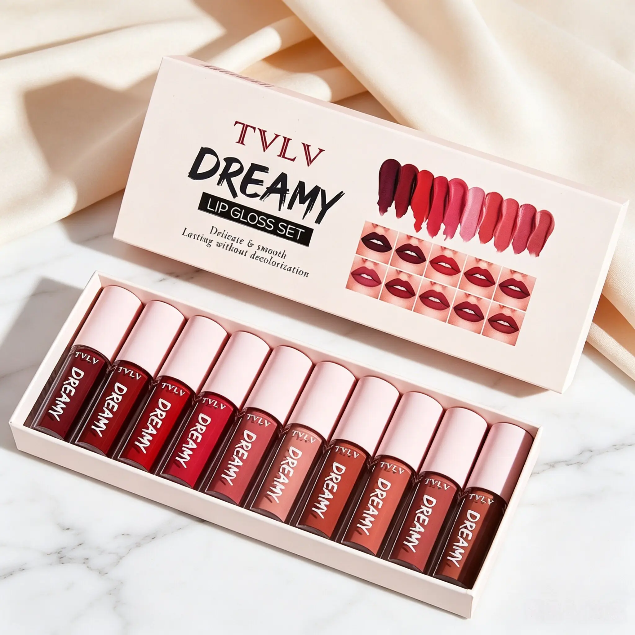 10 Colors TVLV Dreamy Matte Liquid Lip Gloss Set Waterproof Longwear Lipstick Gift Kit