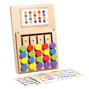 Five Color Wooden Calculation Rack Set, 12 Cards with 24 Different Problems, Logic Training Tool for Elementary Math, Home School Use