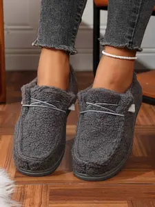 Women's Stylish Plush Walking Shoes for Comfort, Soft Anti-Slip Rubber Sole, Fleece-Lined Warm Winter Boots, Ideal for Home and Outdoors, Footwear