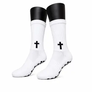 Soccer Head 3 Cross Grip Socks, Anti Slip Athletic Socks, Youth & Adult Sizes