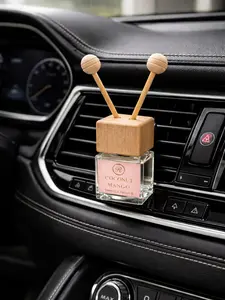 Rossiyol Coconut Mango Luxe Car Diffuser - Elegant Glass Design with Natural Wood Cap for Warm Tropical Scent - Perfect for Enhancing Car Ambiance