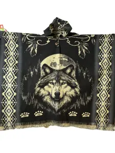 Alpaca poncho wolf design