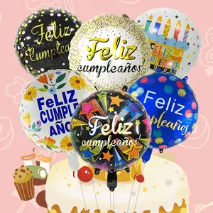 18-Inch Spanish Happy Festive Birthday Durable Foil Balloons, Set of 6, Perfect for Spanish-Themed Birthday Party Decoration