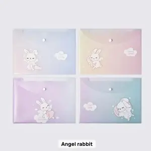 Random 3 pcs Cute Cartoon A4 File Storage Transparent Folder Stationery Organizer