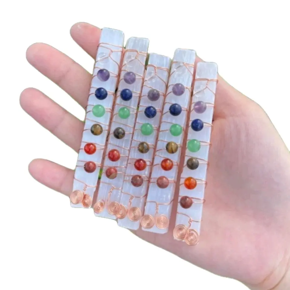 Selenite 7 Chakra Charging Stick