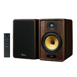 EXOTON KPB-306 Powered Bluetooth Bookshelf Speakers, 80W HiFi Desktop Stereo Speakers with 5.25" Woofer, Wooden Enclosure, Remote Control, Coaxial/Optical/AUX/USB Inputs for PC,TV (1 Pair)