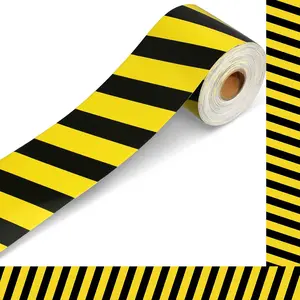 68 ft Construction Theme Bulletin Board Borders Back to School Under Construction Classroom Decor Yellow Stripes Straight Rolled Border Trim for Classroom Home Decor Birthday Party Supplies