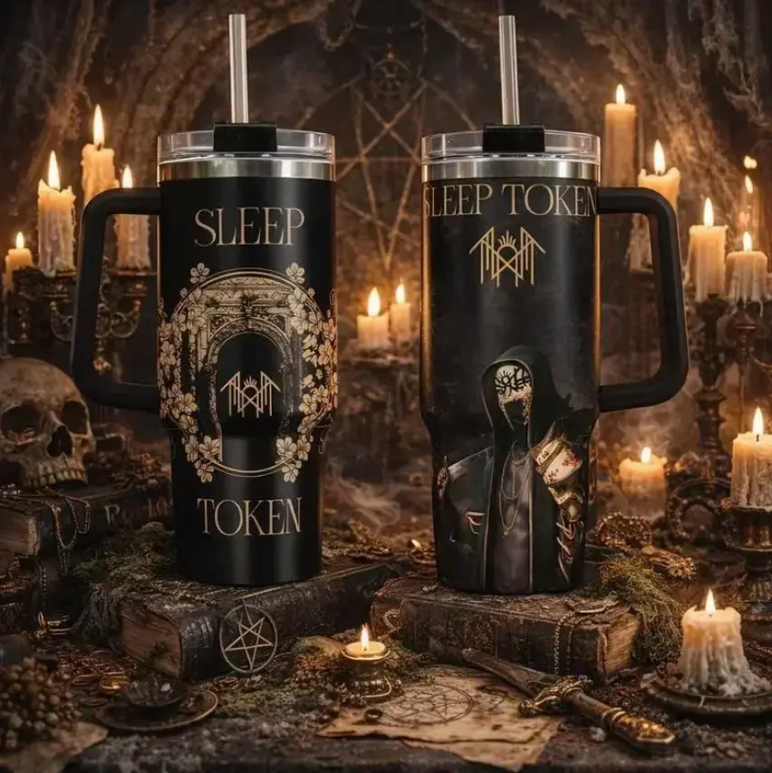 [ NEW DROP ] Sleep Token Band Tumbler 40oz Rock Band Cup 40 oz Tumbler With Handle