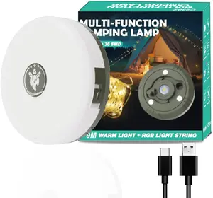 Camping String Lights, 4 in 1 Quick Storage 32.8FT Rechargeable Retractable String Lights with 8 Lighting Modes, Waterproof Emergency Light Outdoor Led Bulbs Lamp