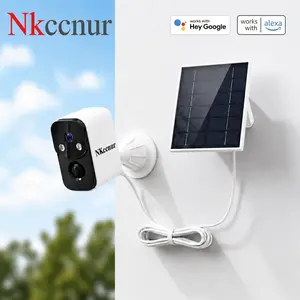 NKccnur Solar Wireless Security Camera Outdoor, Solar Powered WiFi Home Surveillance Camera with AI Motion Alert, Color Night Vision, 2-Way Audio, IP66 Waterproof, Cloud Storage