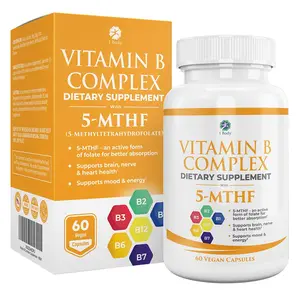 1 Body Vitamin B Complex – 5-MTHF Folate with Many B Vitamins – Stress, Heart Health, Nervous System Support, Healthy Brain Function