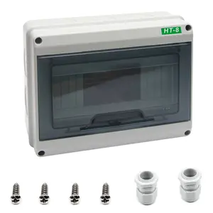 Circuit Breaker Box 8 Way Power Distribution Box Waterproof ABS Plastic Power Distribution Protection Box with Clear Lid, 7.87 x 6.10 x 3.74 Inches (200 x 155 x 95mm)