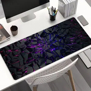 Cool purple technological geometry Large Gaming Mouse Pad,Aesthetic Desktop Drotection Pad,Washable Rubber Pad Non-Slip Lock Edge Multi-Size Mouse Pad Suitable For Home Office,Good Gift for Family and Friends