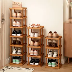 3/6/9-layer Expandable Folding Bamboo Storage Rack Multi-layer Space-saving Organizer No Installation Required for Various Rooms Ideal Holiday Gift Indoor Clearance durable shoe shelf