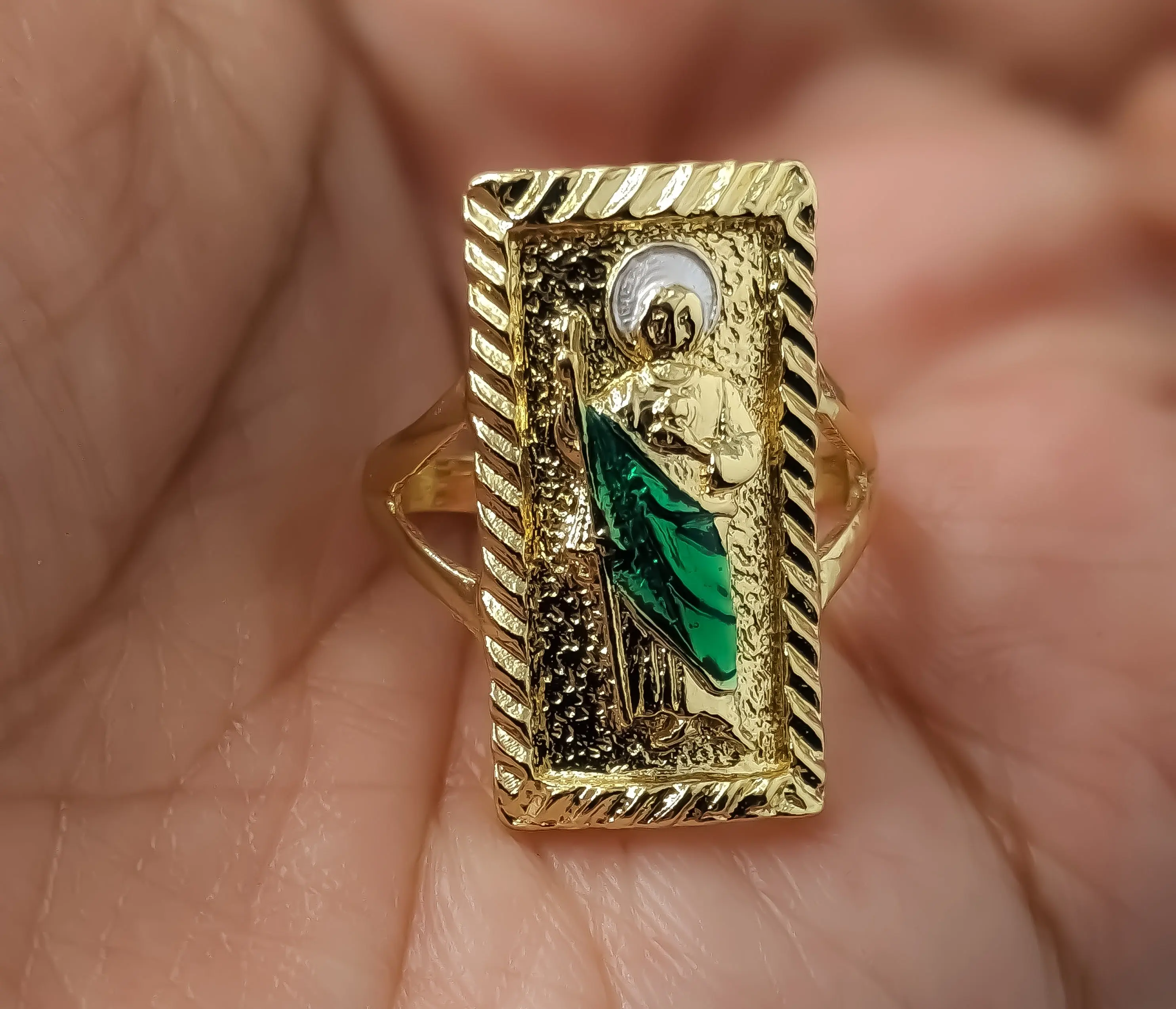 Plated Multicolor Saint Jude Adjustable Ring
