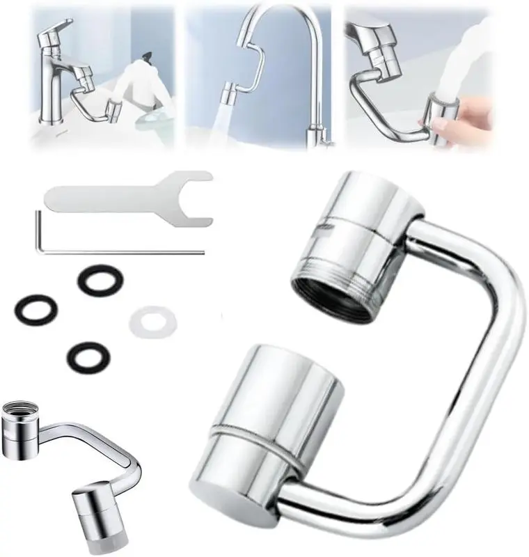 Modern 360-Degree Rotatable Faucet Aerator Extension Attachment, 2-Mode Splash Control Swivel Sink Accessory with All-Angle Adjustment for Kitchen & Bathroom Taps (1PC), Faucet Attachment