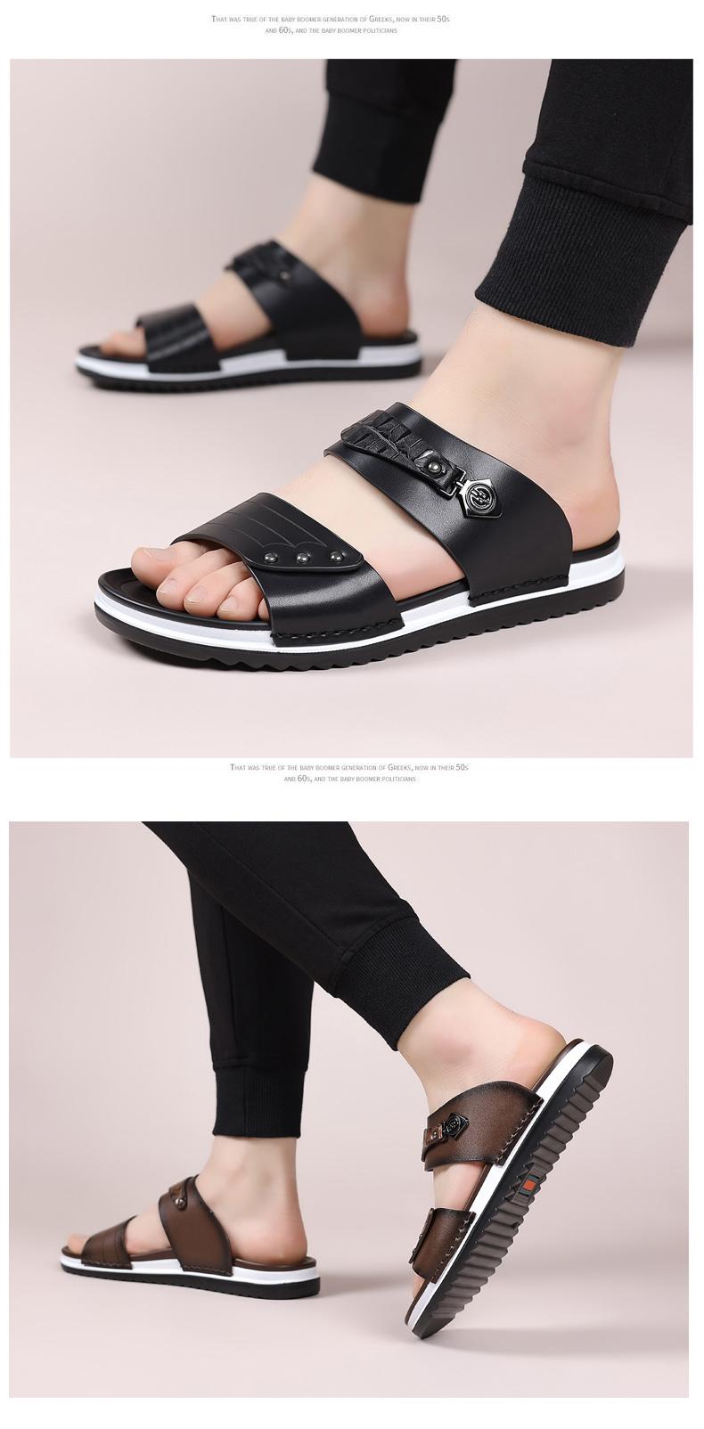 Water-Resistant Premium Vegan Leather Slides for Men | Quick-Dry Anti-Peel Outdoor Beach Sandals | Easy Clean Synthetic Footwear | sport flipflops daily