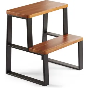 Step Stool,16.5'' Tall Heavy Duty Two Step Stool for Adults, Beside Bed Stepping Stool for High Bed with 550Lbs Load Capacity, Durable/Non-Slip Step Stool Steel Frame