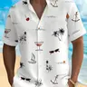 Men's Tropical Print Short Sleeve Shirt, Regular Fit Casual Comfy Top for Summer, Button Front Beach Vacation Shirt, Menswear, Fruit Print Fashion, Casual Summer Clothing