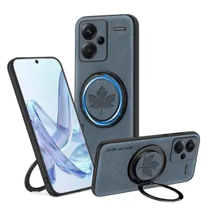 360° Spin Magnetic Stand for Xiaomi Redmi Note14pro Note13 Note12pro+ Note11s  Case, Fit for MagSafe, Luxury pu leather Case for 13pro+ Phone Case,with Kickstand Rotatable, Fit for car holder,Playability and decompression